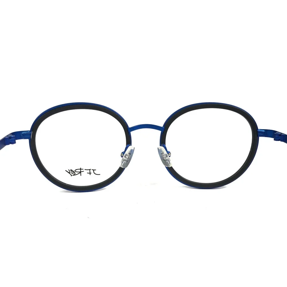 J.F. Rey Eyeglasses Frames FUN 0025 Matte Black Blue Round Full Rim 47-19-135